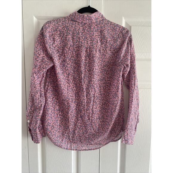 J crew Womens 0‎ Pink Purple Micro Flroal Long Sleeve Cottagecore Corp Fem - Picture 7 of 7
